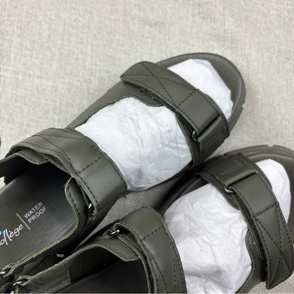 AQUA COLLEGE Womens Green Hux Round Toe Platform Slingback Sandal 11 M - Picture 3 of 12